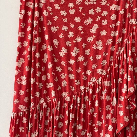 Madewell Ruffle-Wrap Midi Skirt in Happy Hibiscus - Picture 7 of 12